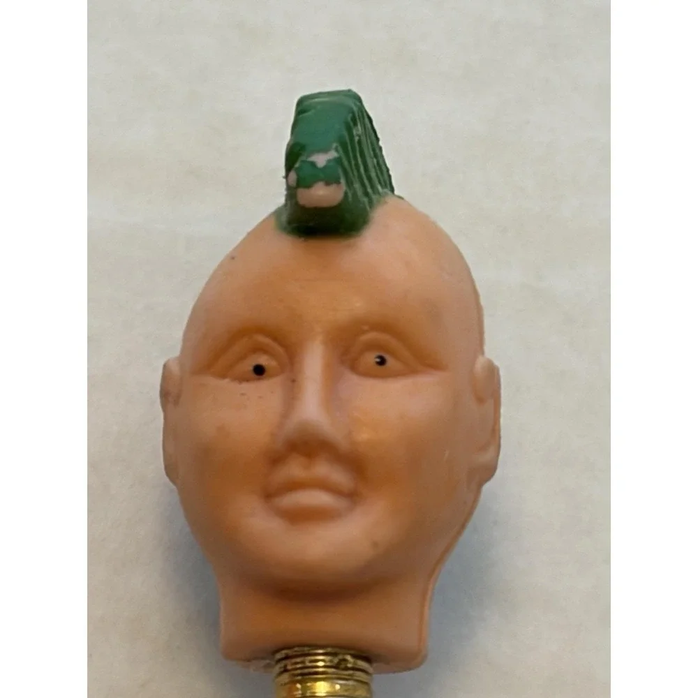 Vintage Pencil Topper Rubber Punk Mohawk Head Iowa State University ISU Souvenir